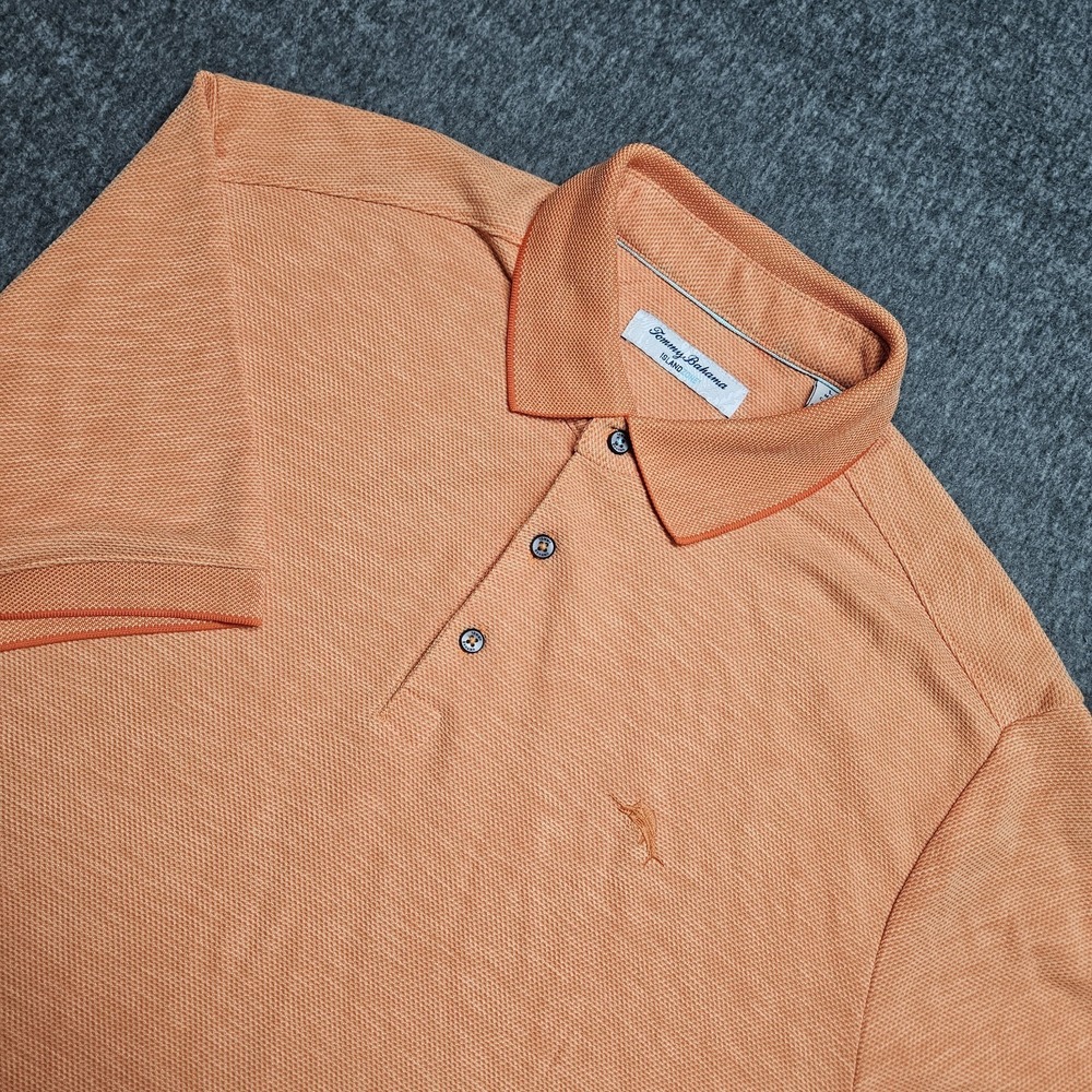 Tommy Bahama Polo Shirt Mens L Orange Short Sleeve Golf Preppy Island Zone